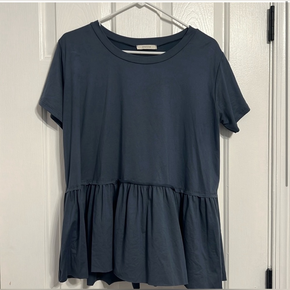 Boutique | Slate Blue Entro Peplum Top